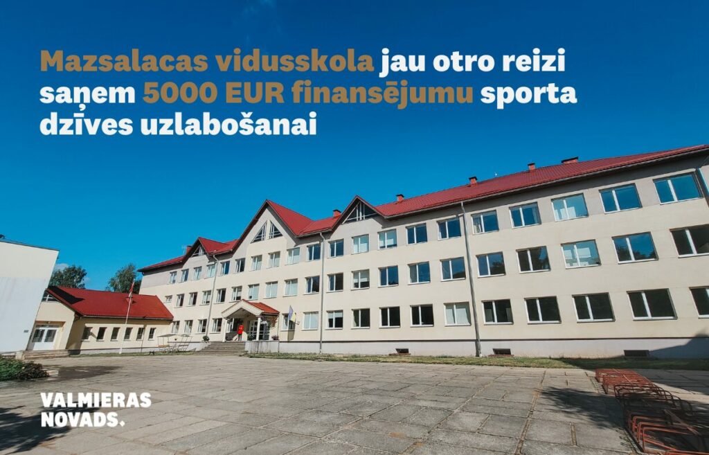 Mazsalacas vidusskola jau otro reizi saņem 5000 EUR finansējumu sporta dzīves uzlabošanai