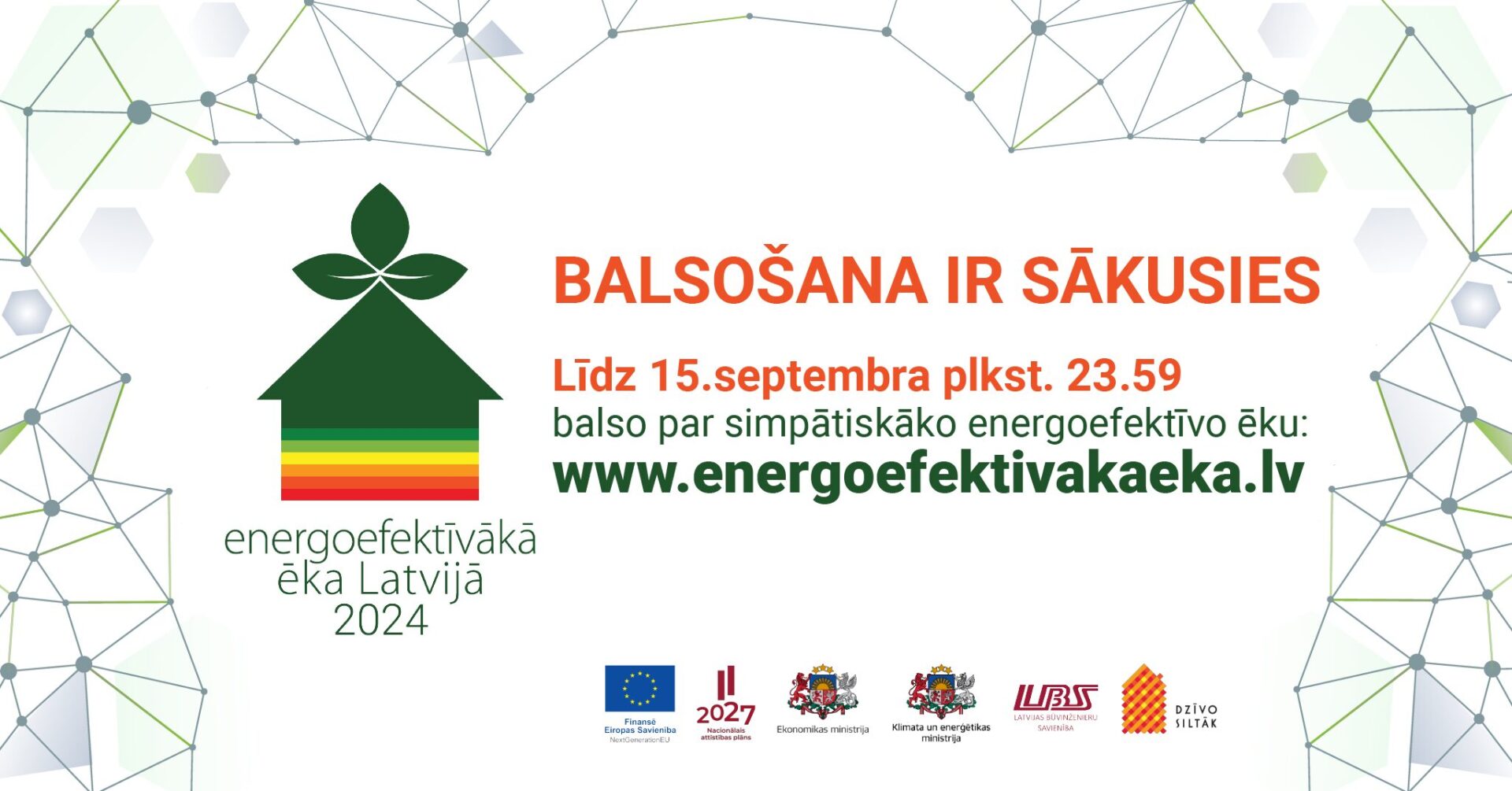 Konkursa “Energoefektīvākā ēka Latvijā 2024” organizatori aicina iedzīvotājus iesaistīties konkursa norisē un līdz šā gada 15. septembra plkst. 23.59 balsot par sev simpātiskāko energoefektīvāko ēku Latvijā.